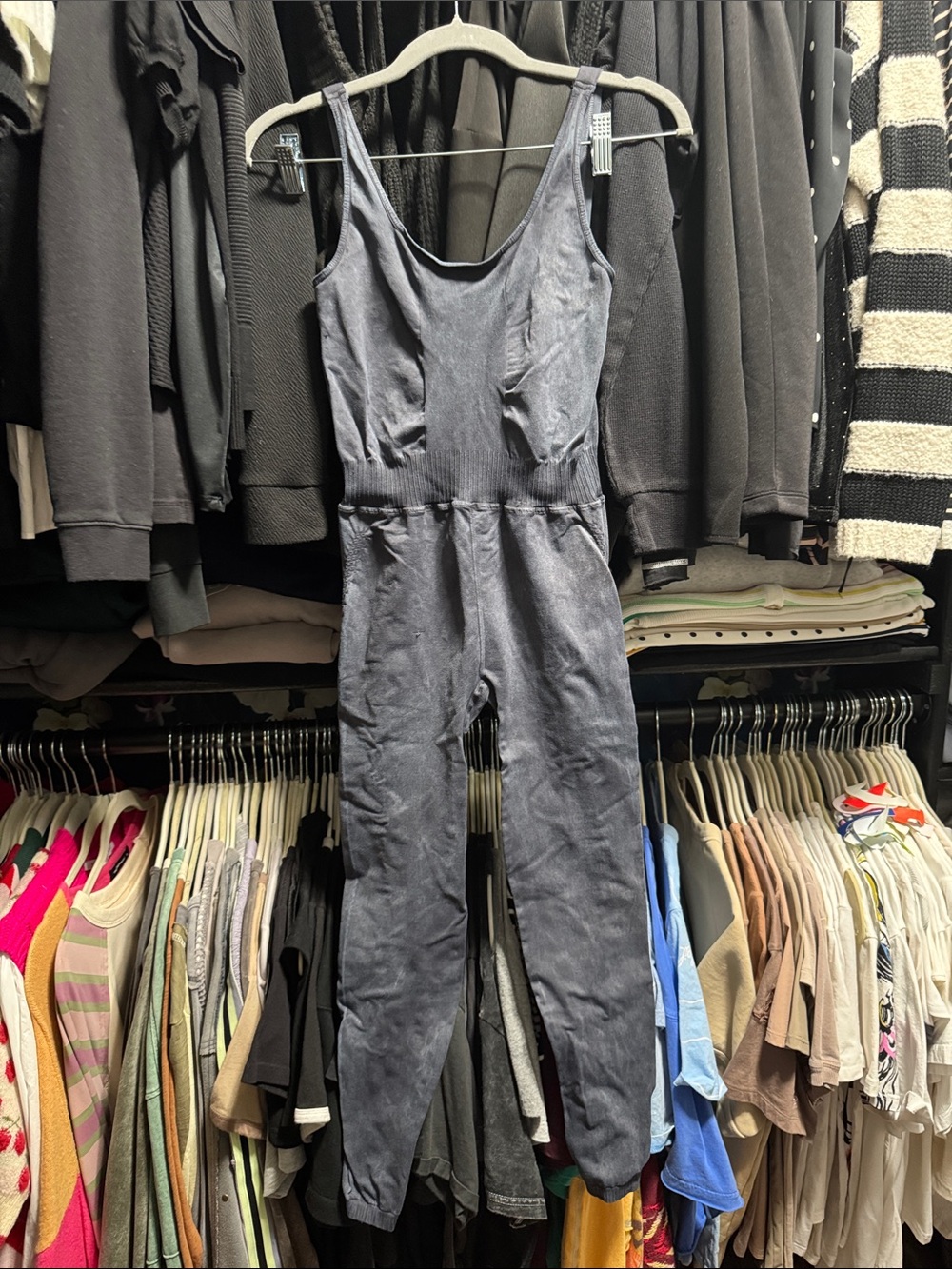 FP Movement by Free People Slate Blue Ribbed Jumpsuit